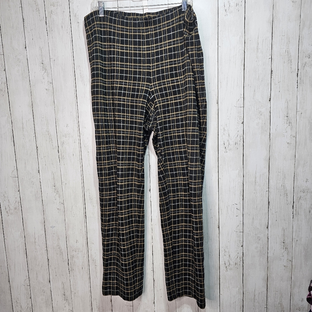 J. Jill Women's Ponte Knit Pull-On Slim Leg Black Plaid Size XL .